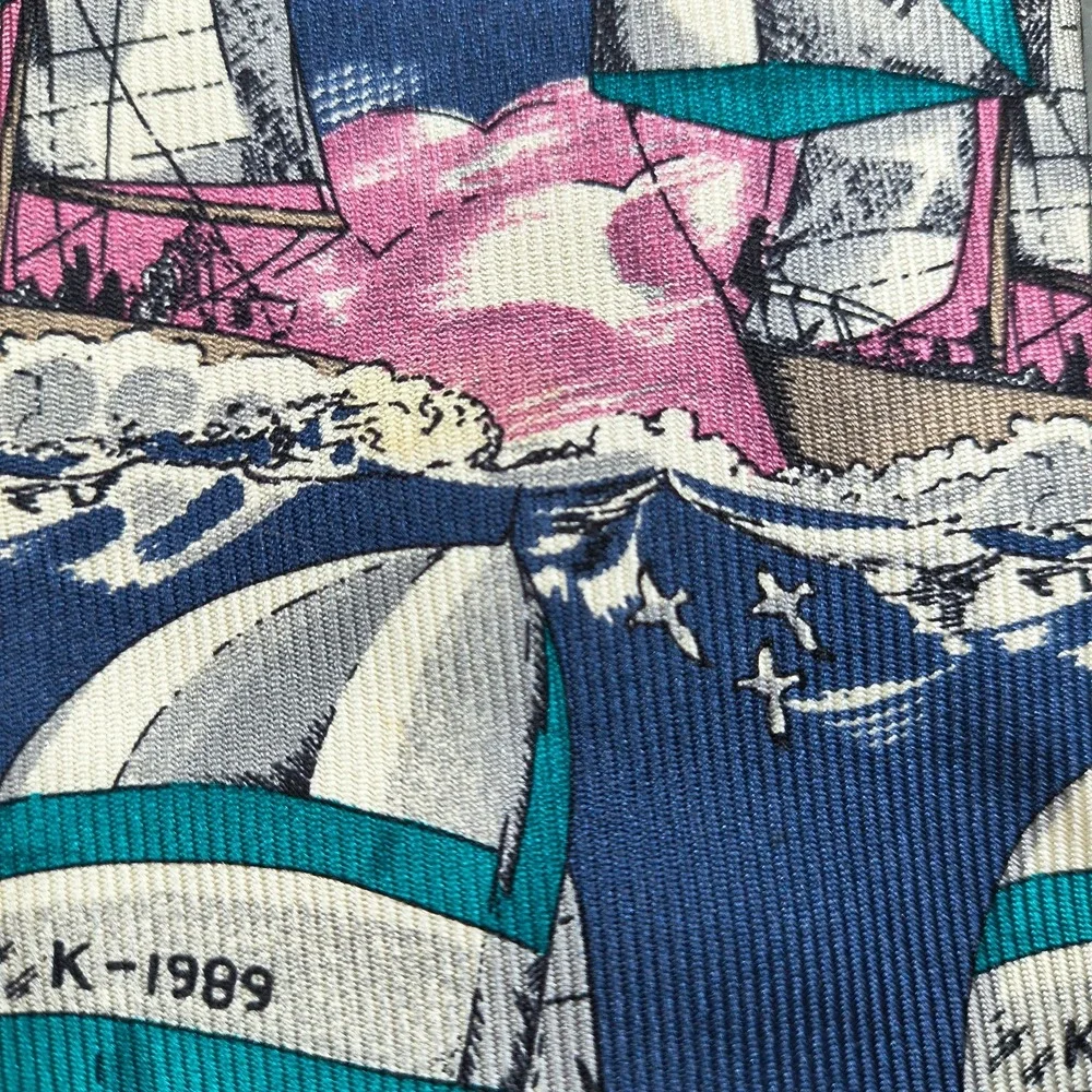 Vintage Robert Talbott Nautical‎ Tie Mens 62x3.5 X Long Sailing Yacht Ship Silk